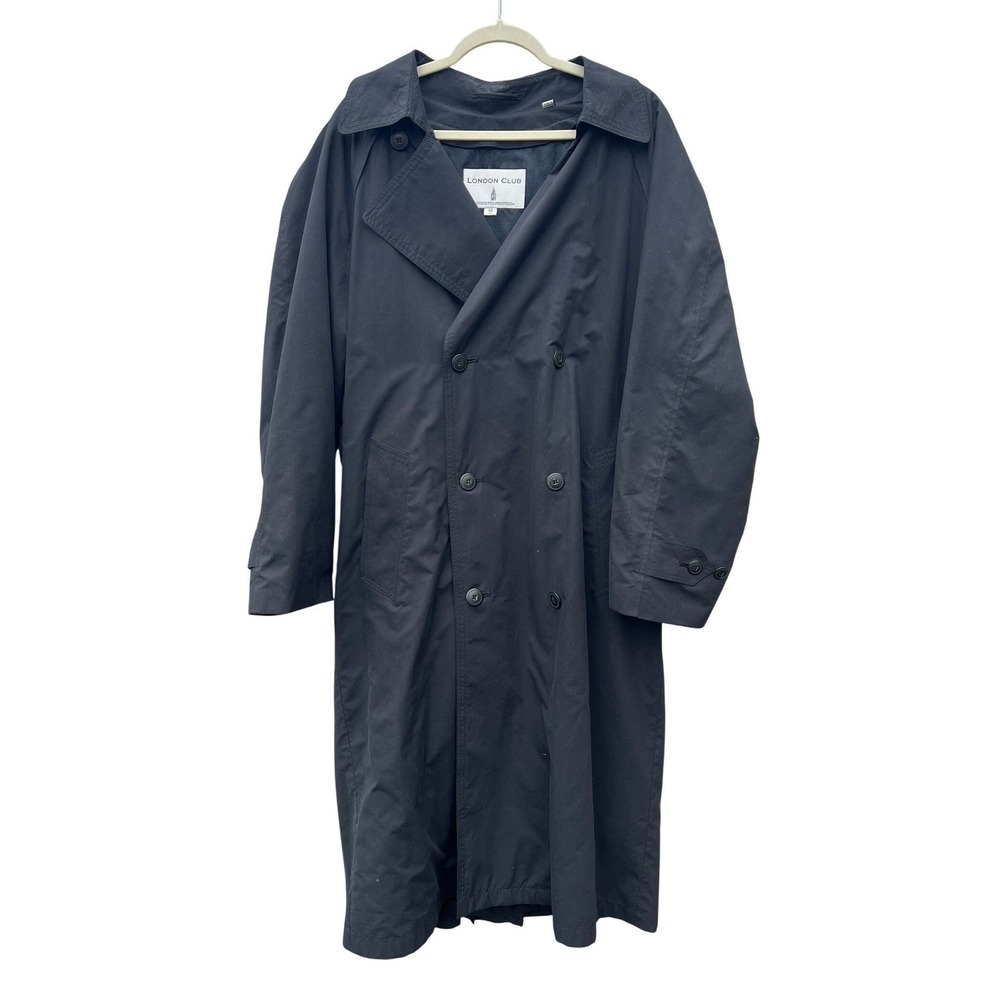 London‎ Club Double Breasted Men's Trench Coat Black Classic Long Old Money 38